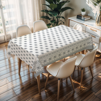 Nappe carrée en PVC imprimée ciel étoilé gris RNPT, lavable, pour anniversaire, nappe à carreaux
