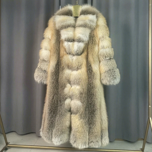 Abrigo de Piel de Zorro Auténtico Dorado para Mujer, Personalizable, Estilo Casual, para Invierno, Grueso, Cálido, de Manga Larga, Alta Calidad y a la Moda - Product Image 1