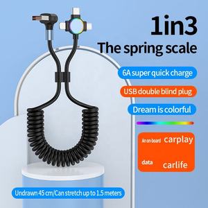 3-in-1 <b>USB</b> <b>to</b> <b>C</b>-type <b>Micro</b> Spring Cable 66W Fast Charging Cable With Indicator Light for iPhone for Samsung for Xiaomi - Product Image 6