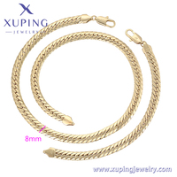 Ensemble de bijoux collier et bracelet XUPING, style simple et tendance, plaqué or 14 carats