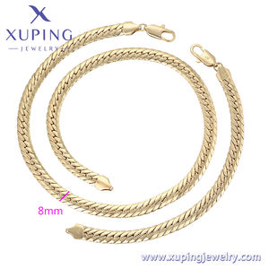 Conjunto <span class=keywords><strong>de</strong></span> Joyería XUPING, Collar y Pulseras <span class=keywords><strong>de</strong></span> Cadena Chapadas en Oro <span class=keywords><strong>de</strong></span> 14K, Estilo Simple y Moderno - Product Image 2