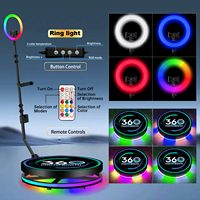 Stock entrepôt USA : Plateforme tournante 360° pour cabine photo, avec anneau lumineux LED RGB et caméra 360°, idéale pour la location lors de fêtes d'anniversaire