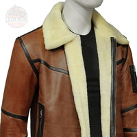 Veste en cuir véritable pour homme, personnalisable, en peau de mouton, pour l'hiver, avec fermeture éclair, en cuir de vachette teint uni, vente en gros