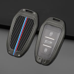 Pour <span class=keywords><strong>Peugeot</strong></span> fibre de carbone voiture clé à distance couverture coque étui Fob approvisionnement fournisseur doré en alliage de Zinc clé de voiture couverture - Product Image 1
