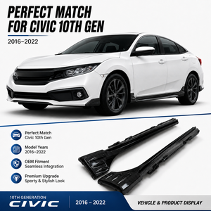 Jupes latérales à <span class=keywords><strong>prix</strong></span> d'usine pour Civic dixième génération 2016-2022, édition aileron de requin en alliage d'aluminium, jupes latérales Honda Civic - Product Image 1