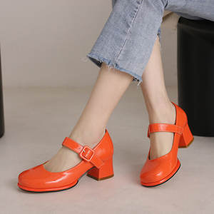 BUSY GIRL XYF4141 Scarpe <span class=keywords><strong>Mary</strong></span> <span class=keywords><strong>Jane</strong></span> da Donna in Vernice Nera, Rossa e Bianca, Taglia Grande, Moda con Tacco Alto e Spesso - Product Image 4