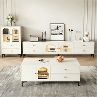 Vente directe d'usine, ensemble de meubles de salon en bois moderne, meuble TV et table basse de luxe avec rangement et hauteur réglable