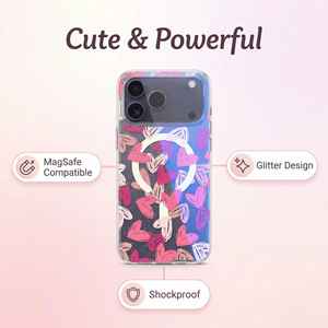 Funda Magnética Resistente de PC y TPU con Diseño de Corazón y Purpurina para <span class=keywords><strong>iPhone</strong></span> 17 16 15 y Samsung Galaxy S26 S25 S24, Carcasa Antigolpes - Product Image 2