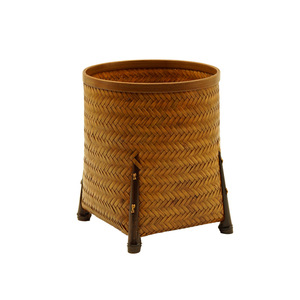 Seau à thé en bambou tressé, cuillère à thé pour six messieurs, aiguille à thé, pinces à thé, seau de rangement, organisateur de bureau, porte-stylo, fleur - Product Image 5