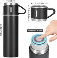 Cadeaux de luxe personnalisés 500ml Bouteille thermos à vide en acier inoxydable à double paroi Ensemble de bouteilles d'eau isolées avec 3 couvercles