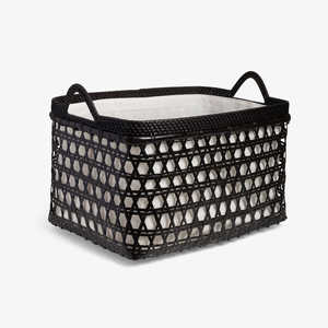 Paniers de rangement Hexa en rotin pliables en PP, tissu de bambou, osier et plastique pour la cuisine ou la salle de bain, couleur noir expresso - Product Image 5