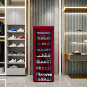 Waterproof Foldable Metal <strong>Shoe</strong> <strong>Rack</strong> Cabinet Easy-to-Assemble Non-Woven Fabric <strong>Storage</strong> with Wooden Frame - Product Image 4