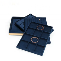 Accessoires de bijoux en métal bleu accessoires plateau d'affichage empilable collier anneau boucle d'oreille bijoux présentoir plateau de bijoux