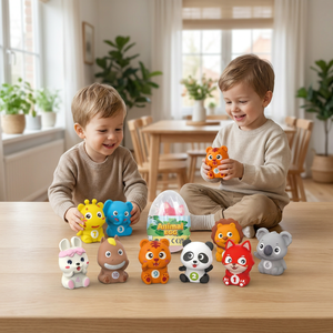 DIY 10-Farben Weichgummi Tier-Ei-Zahlen-Finger-Set für Kinder, frühpädagogisches Zuordnungsspiel, 20-teiliges Cartoon-Wald-Lernspielzeug - Product Image 2