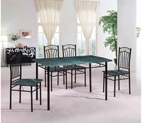 Ensemble de table à manger en bois moderne avec pieds en métal, 4 chaises, pour salle à manger ou restaurant, 1+4 DS-022