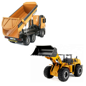 Bulldozer RC à l'échelle <span class=keywords><strong>1</strong></span>:<span class=keywords><strong>14</strong></span>, 1583 HUINA 1573, <span class=keywords><strong>camion</strong></span> à <span class=keywords><strong>benne</strong></span> basculante RC, jouet en métal alliage, excavatrice hydraulique, radiocommande 2,4 GHz, électrique, RTR - Product Image 1