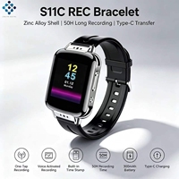 Bracelet intelligent S11C avec enregistreur vocal, 50h d'enregistrement, charge Type-C, alliage de zinc, format WAV pour réunions d'affaires et entretiens