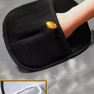 Gant électrostatique anti-poils pour animaux de compagnie, noir, 18x24 cm, matériau en maille sandwich, pour le toilettage des chats et des chiens - Product Image 1