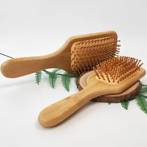 Anti Static Brushes Almofada Escova Wood Paddle Massagem Detangling Pentes de cabelo Hand Held Detangling Escova de cabelo para as mulheres