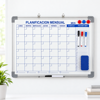 Papan Perencanaan Bulanan Magnetik, Papan Tulis Dinding, Kalender Hapus Kering dengan Bingkai Aluminium dan Aksesoris