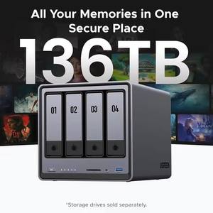 UGREEN NASync DXP4800 <span class=keywords><strong>NAS</strong></span> <span class=keywords><strong>de</strong></span> bureau 4 baies Intel N100 Quad-core 8 Go <span class=keywords><strong>de</strong></span> RAM DDR5 CPU 4K HDMI Stockage en réseau (sans disques) - Product Image 2