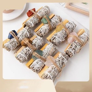Salvia blanca natural Perú tira de madera sagrada cristal piedra cruda conjunto de palo de aromaterapia <span class=keywords><strong>hogar</strong></span> fragancia purificación adorno al por mayor - Product Image 5