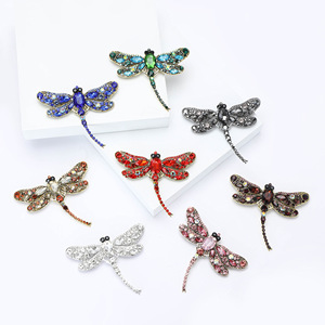 Usine directe 8 pièces 2025 rétro européen et américain strass libellule broche en acier inoxydable bijoux pour cadeau ou fête - Product Image 1