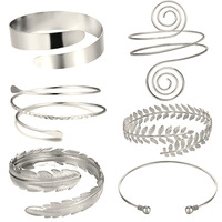 Bracelet de bras minimaliste et simple en forme de spirale pour femme, argenté et doré, réglable, ensemble de bracelets de bras