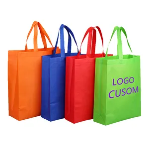 Bolsa no tejida laminada respetuosa con el medio ambiente, bolsa de compras plegable no tejida con impresión de logotipo, venta al por mayor