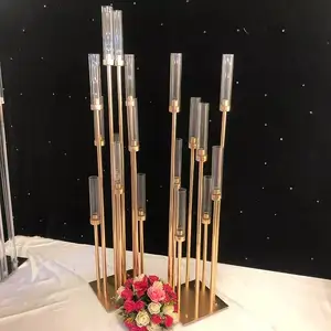 8/10 Arm Gold Tall Candelabra Wedding Table Centerpiece Decoration Metal Pillar Candle Holder Candelabra Centerpiece Wedding