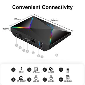 <span class=keywords><strong>TV</strong></span> Box Inteligente Mortal T9 con Chip Allwinner H728 2025, Android 14, WIFI 6, 8K HD, Compatible con BT5.4, Streaming Doméstico, Hecho en China - Product Image 6