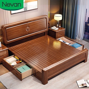 Wohnmöbel Modernes Design Polsterbett mit Stauraum Maßgefertigtes Multifunktionales Queen-Size Holzbett mit Schubladen für Erwachsene - Product Image 1