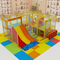 Aire de jeux intérieure commerciale personnalisée en mousse souple colorée, parc d'attractions avec trois toboggans et labyrinthe multi-étages pour enfants, maternelles et centres commerciaux