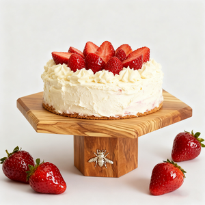 Soporte de Madera de Olivo con Forma Hexagonal de Abeja Natural para Pasteles, Postres y Magdalenas, Fiestas, Restaurantes, Cumpleaños - Product Image 1