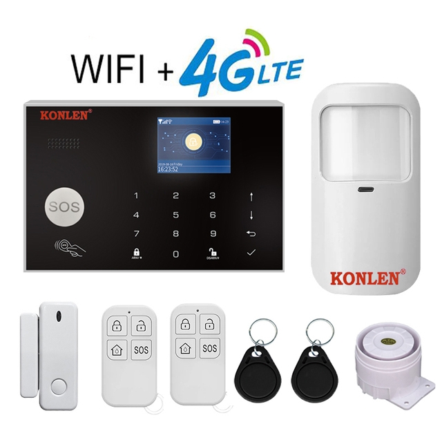 Tuya Smart Remote Control Security System 4G GSM WiFi Multi-Network Burglar Alarm Motion Detector Voice Control Google Home