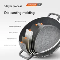 Batterie de Cuisine Antiadhésive Moderne Moulée sous Pression de Dix Pièces, Marmite à Soupe et Faitout en Aluminium pour Usage Domestique et Commerce International