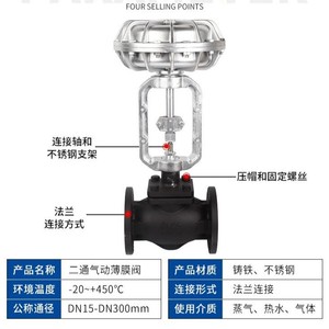 Válvula de diafragma neumática Treasure Pass Dn50 con sellado suave, estándar nacional para la industria de calderas - Product Image 3