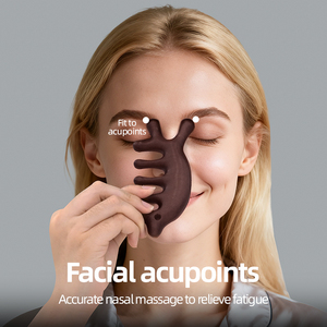 Pettine in Legno di Sandalo Naturale <span class=keywords><strong>a</strong></span> Cinque Dita per Massaggio Gua Sha, Design alla Moda per Salone, Pettine Confortevole per Meridiani - Product Image 4