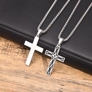 Vintage Designer Simple Stylish Prayer <strong>Celtic</strong> Knot <strong>Cross</strong> Pendant Christian Stainless Steel <strong>Necklace</strong> for Men Fashion Jewelry - Product Image 2