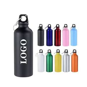 Bouteille d'eau sport recyclée 500 ml personnalisable avec logo, à paroi simple, avec couvercle et bouchon à vis mousqueton pour le voyage et la randonnée - Product Image 1