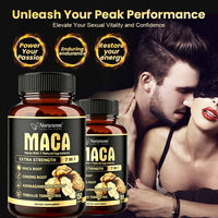 Capsules de Maca 7 en 1 avec étiquette OEM, racine de Maca, ginseng, ashwagandha, tribulus terrestris, complément végétarien pour soutenir l'énergie masculine