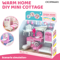 Simulation maquillage dressing plastique rose bébé jouet salle de bain chambre bricolage en plastique maison de poupée accessoires meubles ensemble jouets
