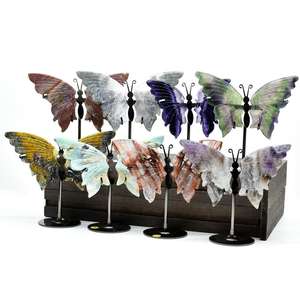 Vente en gros Nouvel arrivage d'agate mousse en cristal naturel Artisanat ailes d'ange papillon Ailes de cristal pour la décoration intérieure - Product Image 6