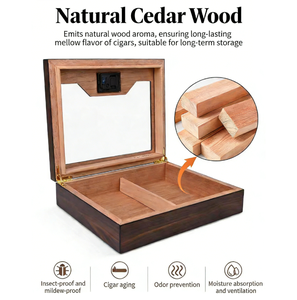 Kotak Humidor Cerutu Kayu Cedar Vintage Berkualitas Tinggi Buatan Tangan dengan Humidifier dan Hygrometer - Product Image 2
