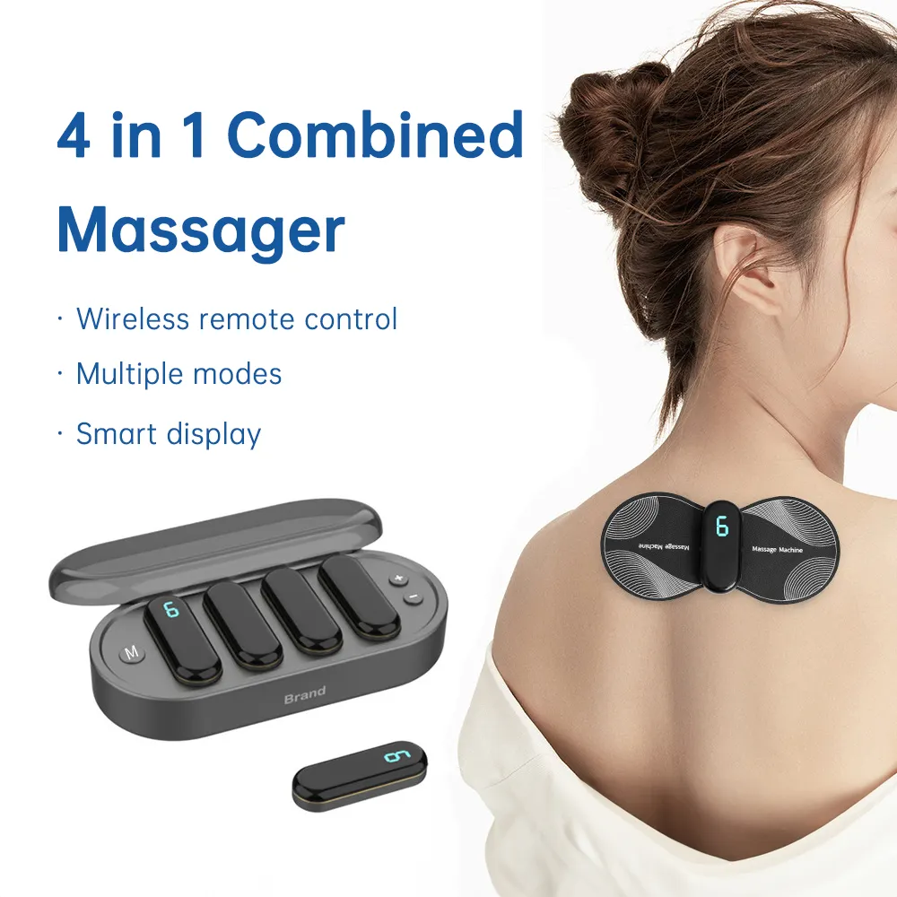 4 In 1 Wireless Remote Control Neck Massage Sticker Pads Tens Ems Massager Pulse Ems Full Body Massager