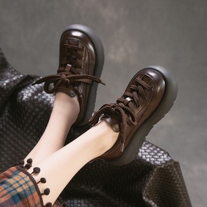 Zapatos de Tacón Alto Retro Cómodos y a la Moda, con Interior y Exterior de Cuero, Versátiles para Uso Diario, con Cordones, para Mujer - Product Image 4