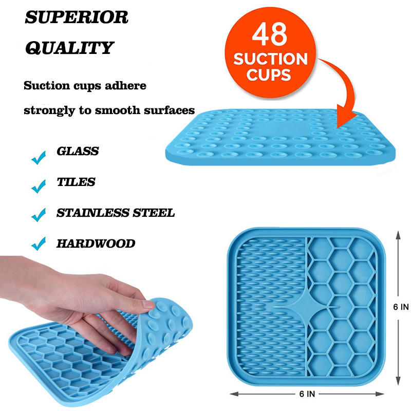 pet supplies bathing distraction pad dog silicone slow feeder treat dispenser square pet dog lick mat