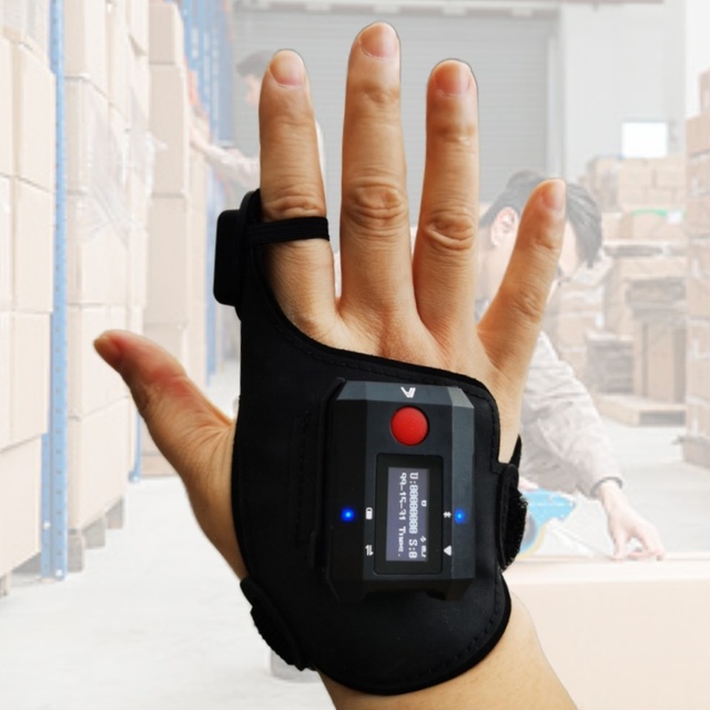RTS Portable Bluetooth5.1 Glove QR Bar Code Scanner Hands-Free 2D Industrial Data Collector Wearable USB Device Real Time Stock