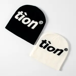 Vente en gros, bonnet d'hiver imprimé unisexe, Logo personnalisé, bonnet tricoté en acrylique