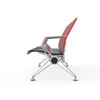 Banc d'attente commercial en aluminium pour hôpital et aéroport, modèle LS-535XB, moderne, 3 places, rembourré en mousse, non pliable